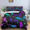 Halloween Duvet Cover Set Bats Pumpkin Polyester Comforter Cover with Pillowcase Queen King Size Bedding Set 3D Print Bedclothes