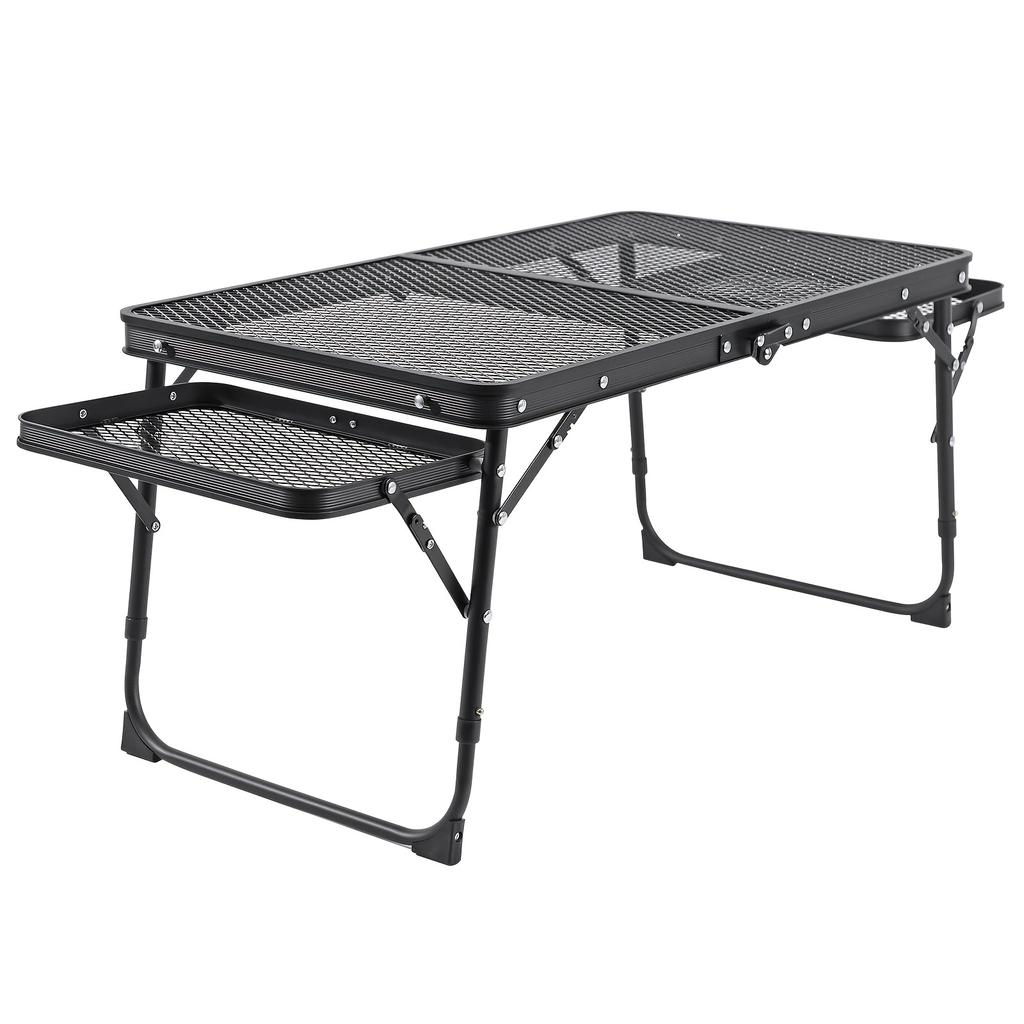 Portable Picnic Table with 2 Wing Panels Small Folding Table Height Adjustable Carry Handle for Camping Picnic Beach and BBQ