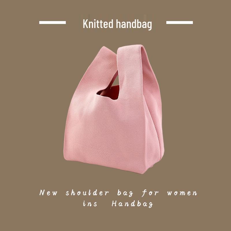 Trendy Women's Knitted Wool Bucket Handbag - Casual Tote & Lunch Box Bag