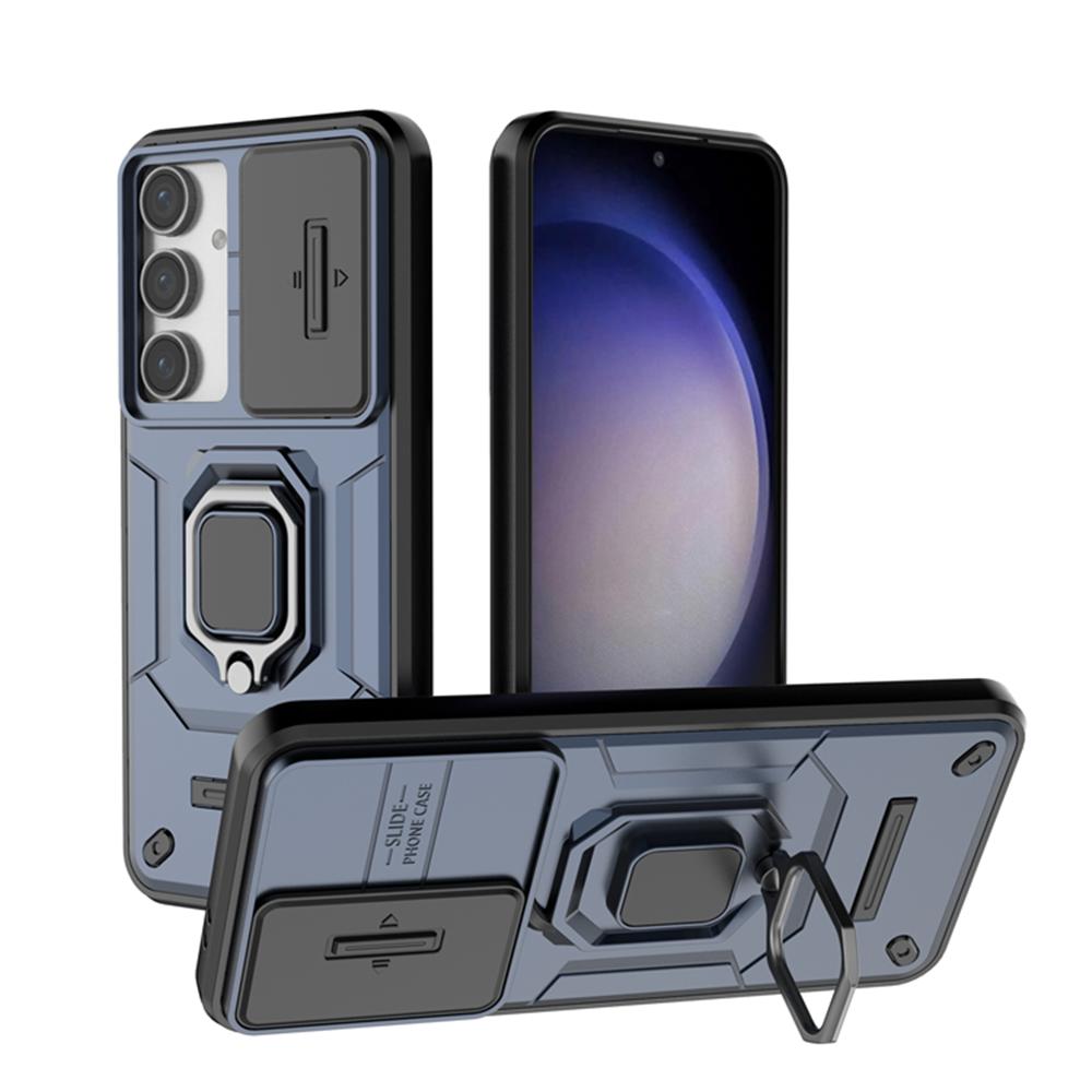 For Samsung Galaxy S24 FE 5G Luxury Ring + Movable Window Back Cover Armor Case For Samsung S24FE SamsungS24FE Phone Case