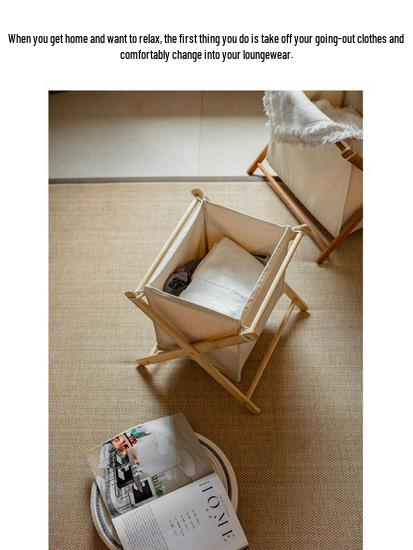 Solid Wood Foldable Laundry Basket for Bedroom and Bathroom Storage