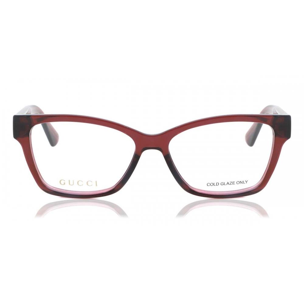 

Gucci Gg0634o 005 Women Eyeglasses Shiny Transp Burgund/50