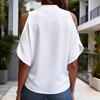 2026 Women's Off-the-Shoulder High-End Solid Color Short Sleeve Loose Shirt Base Layer