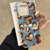 Blue Brown Heart-shaped Leopard Pattern Phone Case for IPhone 11 12 13 14 15 16 Pro Max X XR 7 8 Plus Soft Edge Shockproof Cover