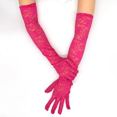 Elegante Damen Langhandschuhe aus Blumenspitze Fahrhandschuhe Ellenbogenlang Sexy Ajour-Netzhandschuhe Braut Abendkleid Hochzeitsparty Handschuhe