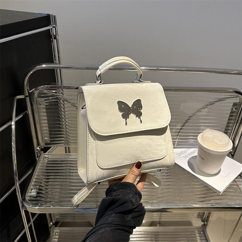 Gentle Texture Butterfly Handbag 2025 Spring and Summer New Versatile Ins Leisure Bag Backpack Small Square Bag Tide