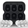 Kreative 6-Kammer Totenkopf-Silikon-Eiswürfelform, Lebensmittelechte Wiederverwendbare Eisform für Whiskey, Cocktails, Party