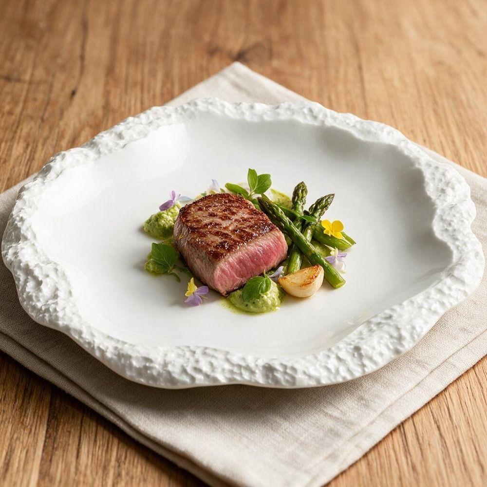 Ceramic Stone Pattern Dinner Plate Irregular Shape Dessert Dish Simple Meal Plate Restaurants