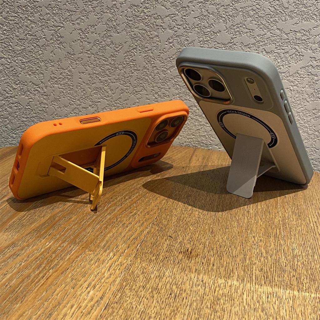 Contrast Color Magnetic Stand Case for Apple iPhone 13/14Pro/15/16 Pro Max - Drop-proof and Creative Design