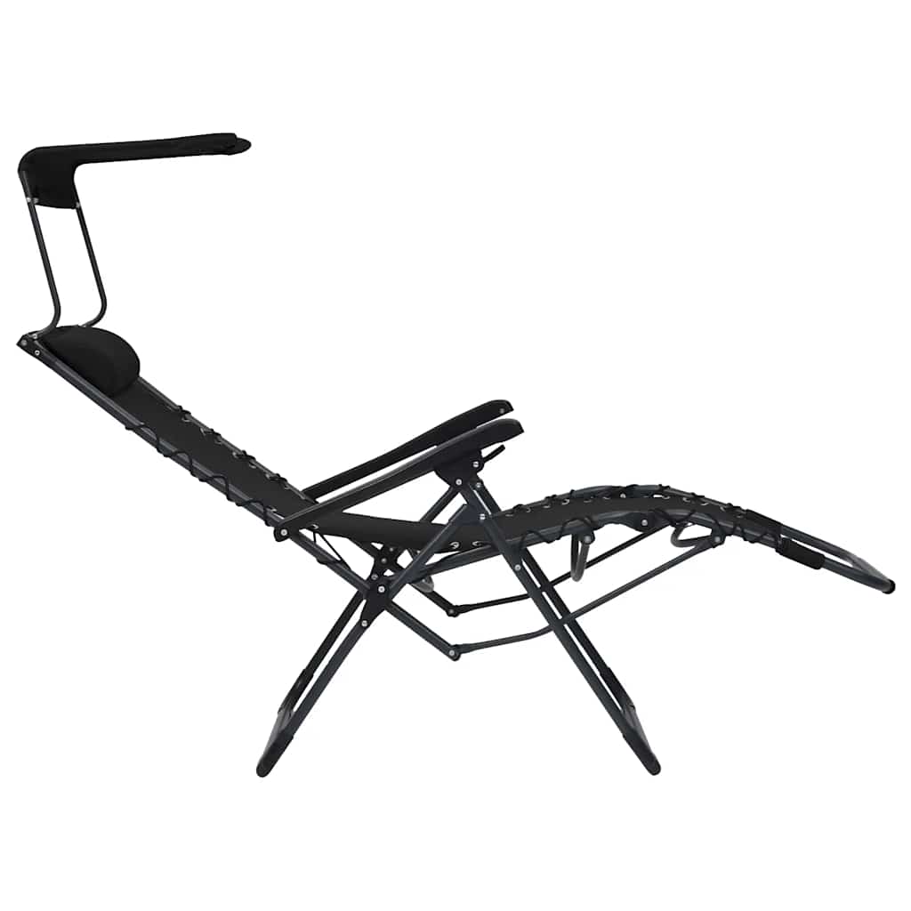 Folding Sun Lounger Textilene Black