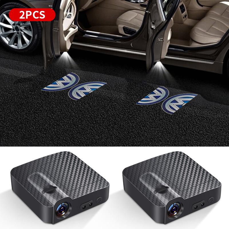 VW GTI GOLF Car Stickers Car Logo LED Wireless Courtesy door projector Shadow Light Auto For Volkswagen VW Line MK6 MK7 MK8 Car 