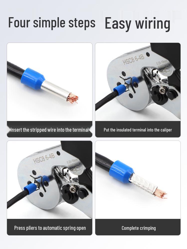 European Tube Crimping Pliers for Quick Manual Wiring with Pin-Type Clips