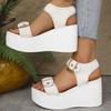 2025Women's Wedge Sandals Retro Belt Buckle Casual Platform Sandals for Women Thick Bottom High Heels Sandals Sandalias De Mujer