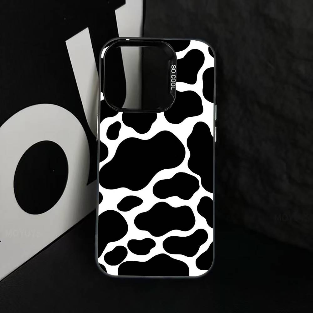 Coque de téléphone imprimé vache pour iPhone 17,16,15,14,13,12,11 Plus,Pro Max,XS,Coque de téléphone argentée colorée Funda Cover