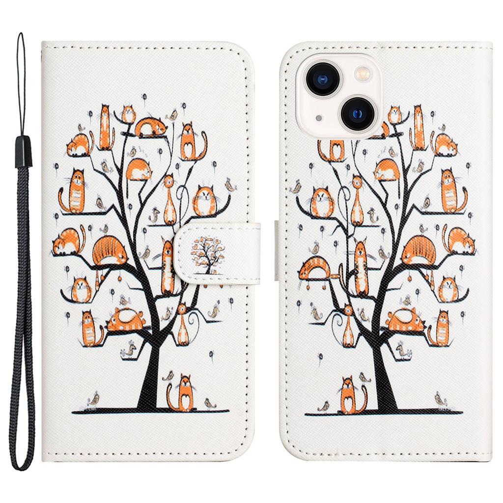 For iPhone 15 Flip Leather Wallet Case 3D Pattern Printing Stand Phone Cover