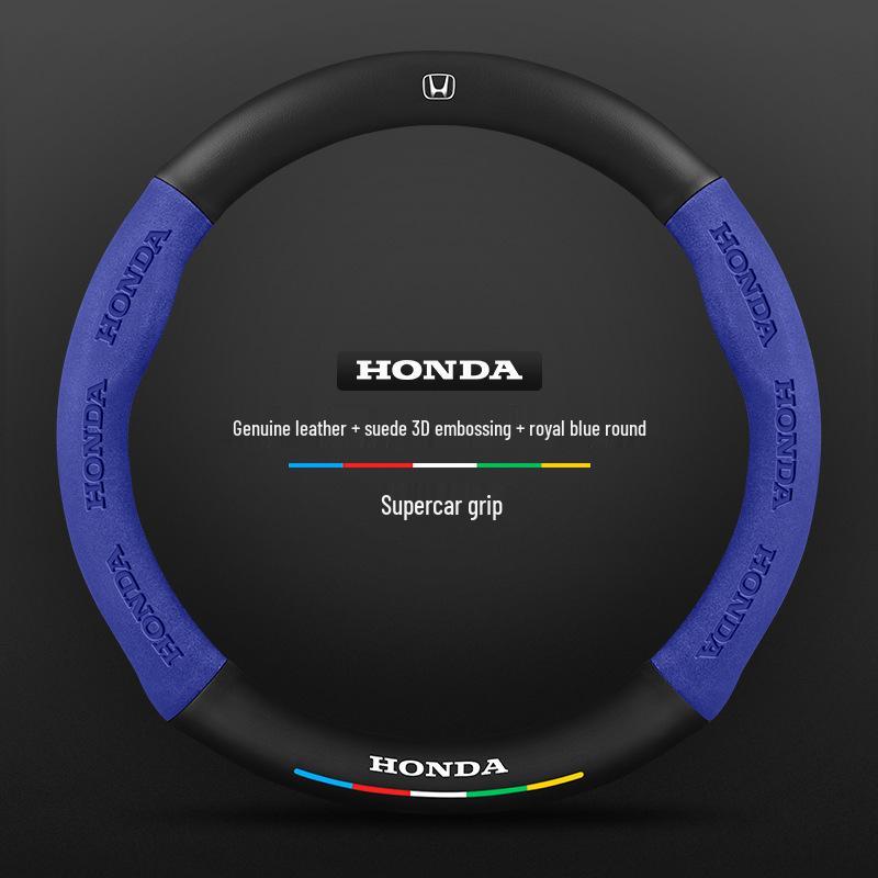 Echtes Leder Carbonfaser Wildleder Lenkradbezug für Honda CRV 07-23, Ganzjahres-Universalpassform