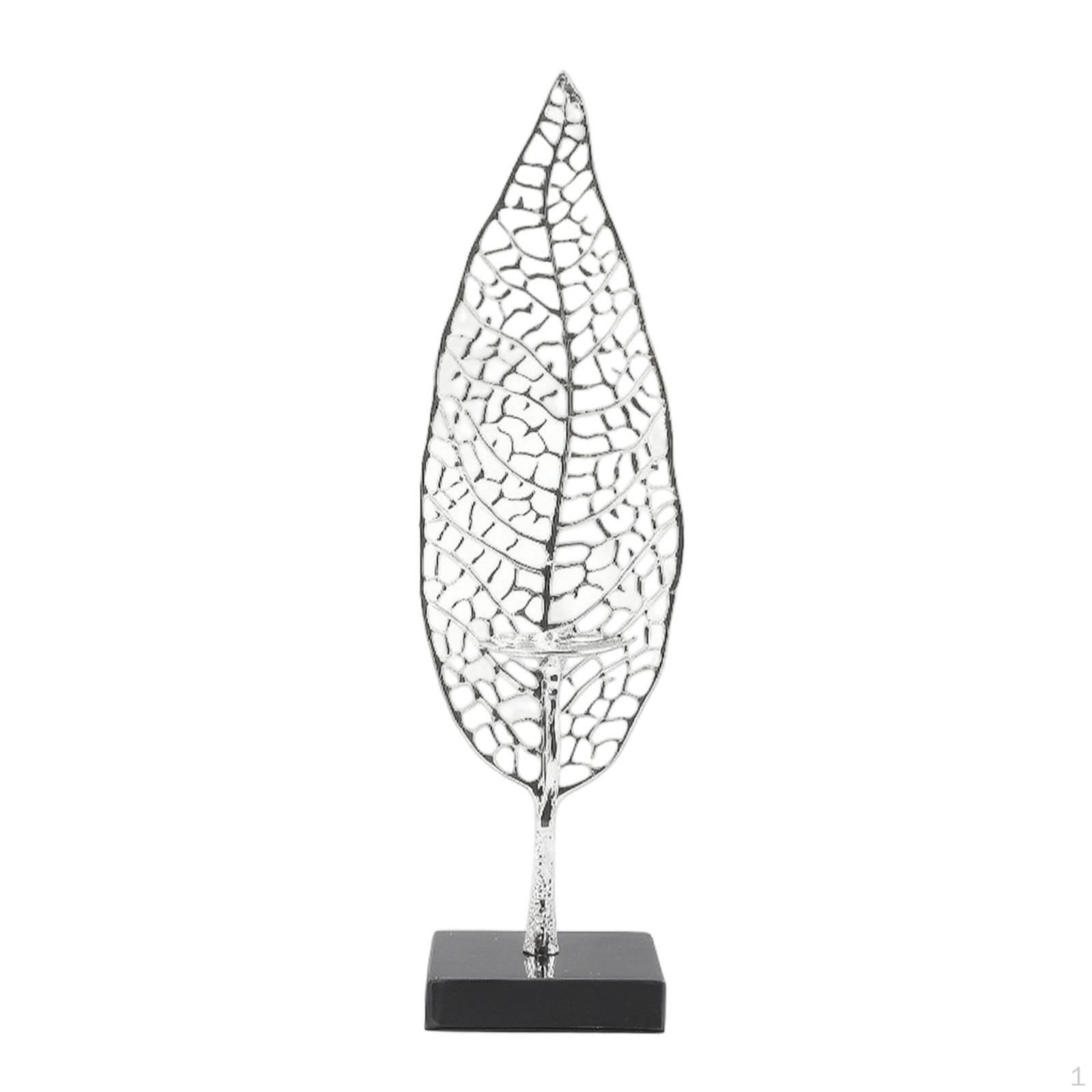 Leaf Candle Holder Openwork with Square Base Perforated Metal Candlestick for