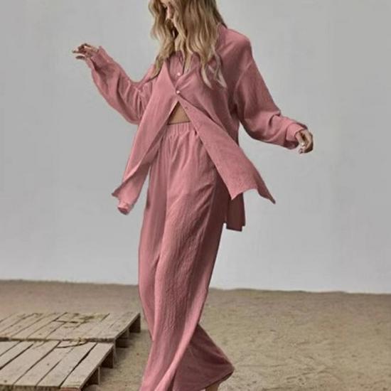 2025 Jarní Retro Nadměrná Velikost S Vysokým Pasem Volná Košile a Dlouhé Kalhoty Set pro Ženy