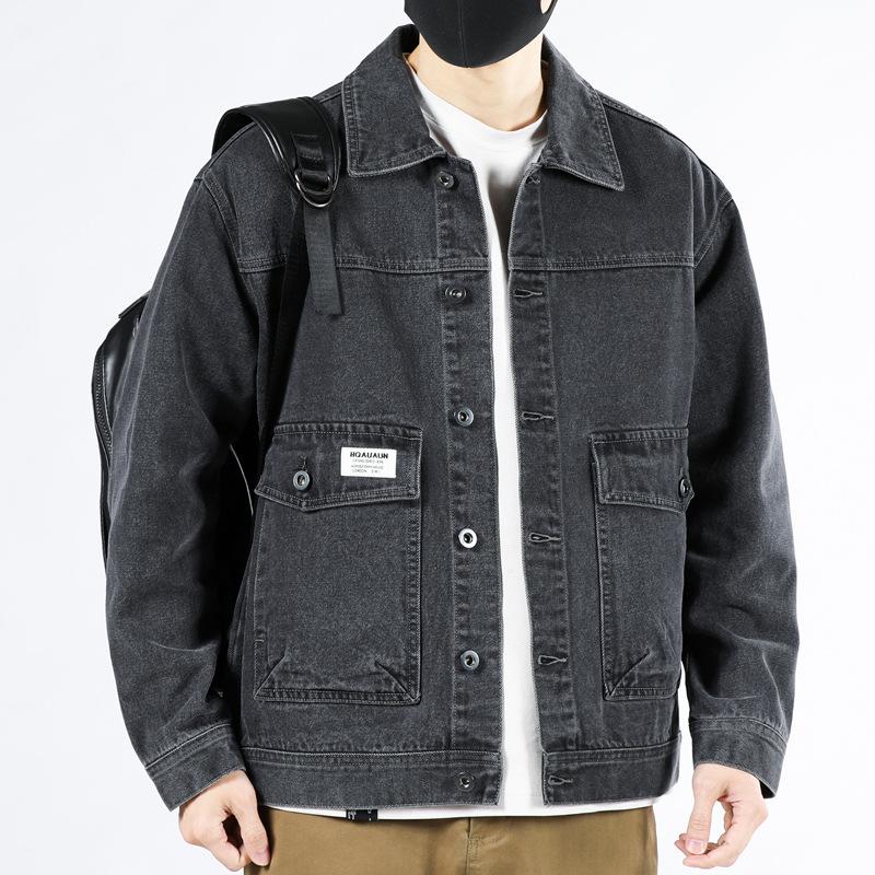Autumn and Winter Denim Jacket Men's Loose and Handsome Denim Jacket Pure Cotton Men's Tooling Jacket