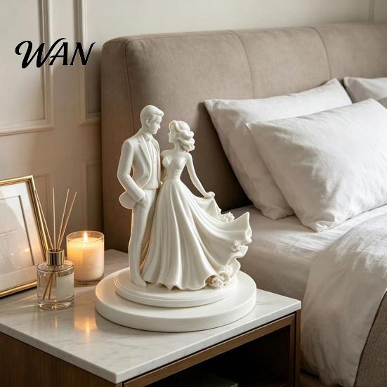 Decorative Sculpture Desktop Ornament 3D Printed Bride Groom Figure Romantic Home Style Figurine Wedding Table Decoration