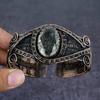 Natural Black Rutile Gemstone Copper Wire Wrap Cuff Bangle Adjustable R7N37