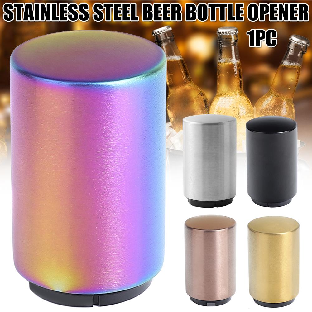 Stainless Steel Automatic Push Down Bottle Opener Soda Cap Opening Durable for Bar Home KTV