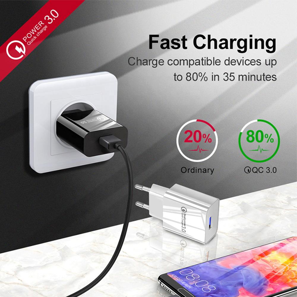 3A QC3.0 Fast Charger 18 USB Charger Quick Charge 3.0 Phone Charger for iPhone for  Samsung Xiaomi Redmi EU US Plug