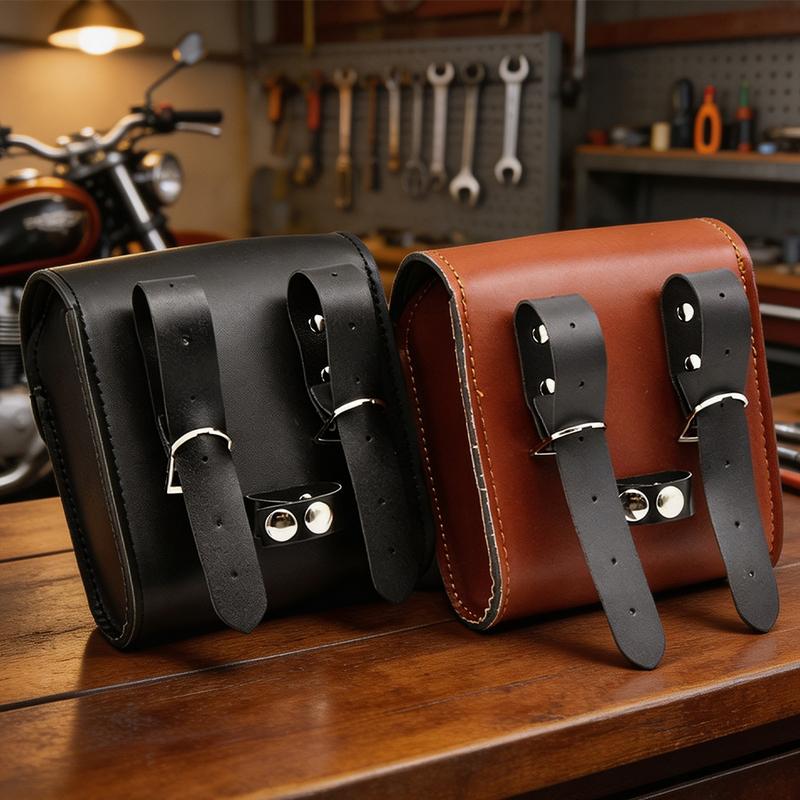 Retro PU Leather Motorcycle Side Saddlebag Tool Storage Pouch Bag For Electric For Bikes For Scooters For  Cruiser