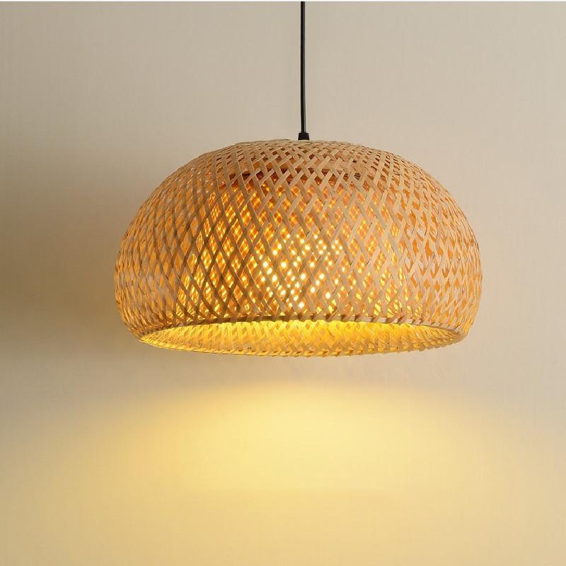 Newest 26cm Bamboo Pendant Lamps Ceiling Lights Rattan Wicker Lustre Hand Knit Braiding Suspended Home Dining Braided Decor Hot
