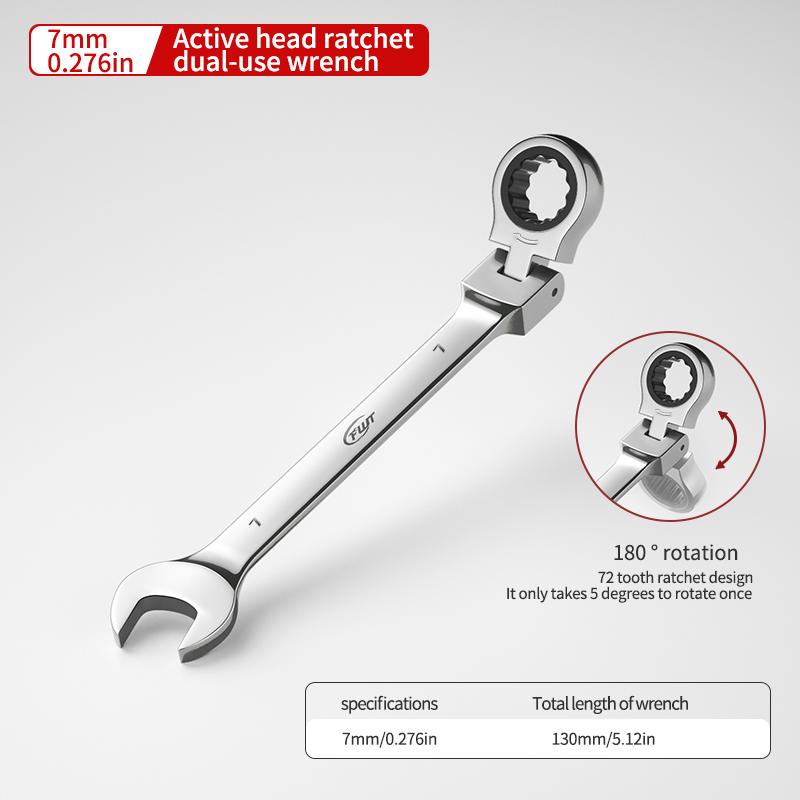 72-tooth ratchet combination wrench - plum open end wrench, 180° rotation, chrome vanadium steel, professional maintenance tool