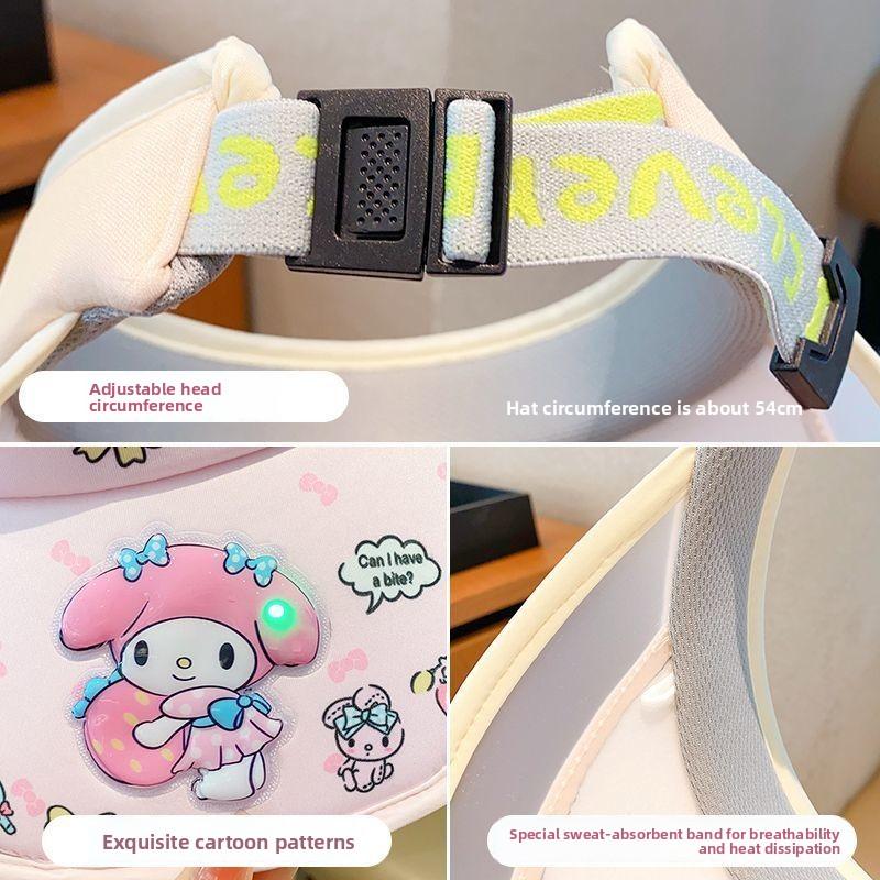 My Melody Sun Visor UV Protection Cute Cartoon Character Hollow Out Breathable Hat for Boys Girls Beach Summer Sanrio Gift