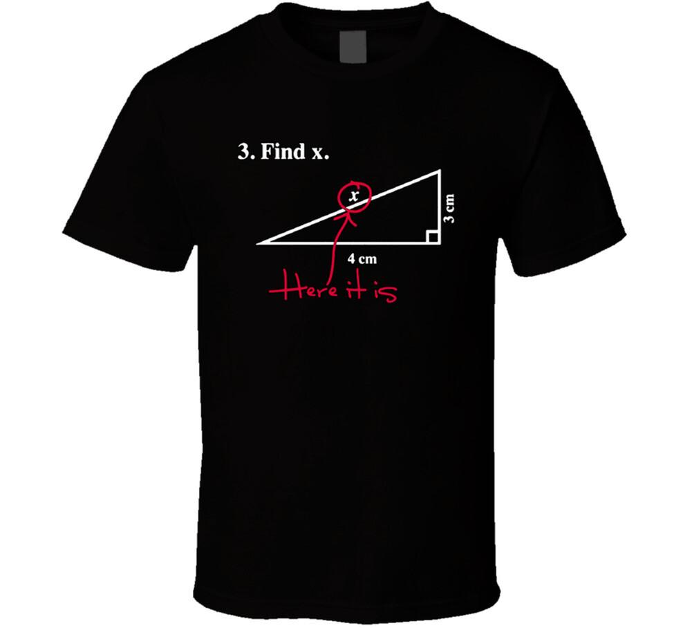

3 Find X Funny Mathematics Algebra Numbers Black T Shirt Mens Womens Tees Top 2XL