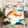 Koi-Fisch Bettwäsche-Set Asiatisch Orientalisch Floral Print Bettbezug-Set mit Kissenbezügen für Schlafzimmer-Dekor Erwachsene Twin Full Queen King