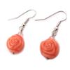 Les Trésors De Lily [J8260] - Orangefarbene Designer-Ohrringe „Rosa Romantica“