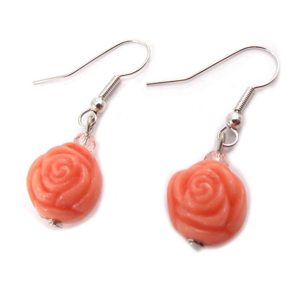 Les Trésors De Lily [J8260] - Orangefarbene Designer-Ohrringe „Rosa Romantica“