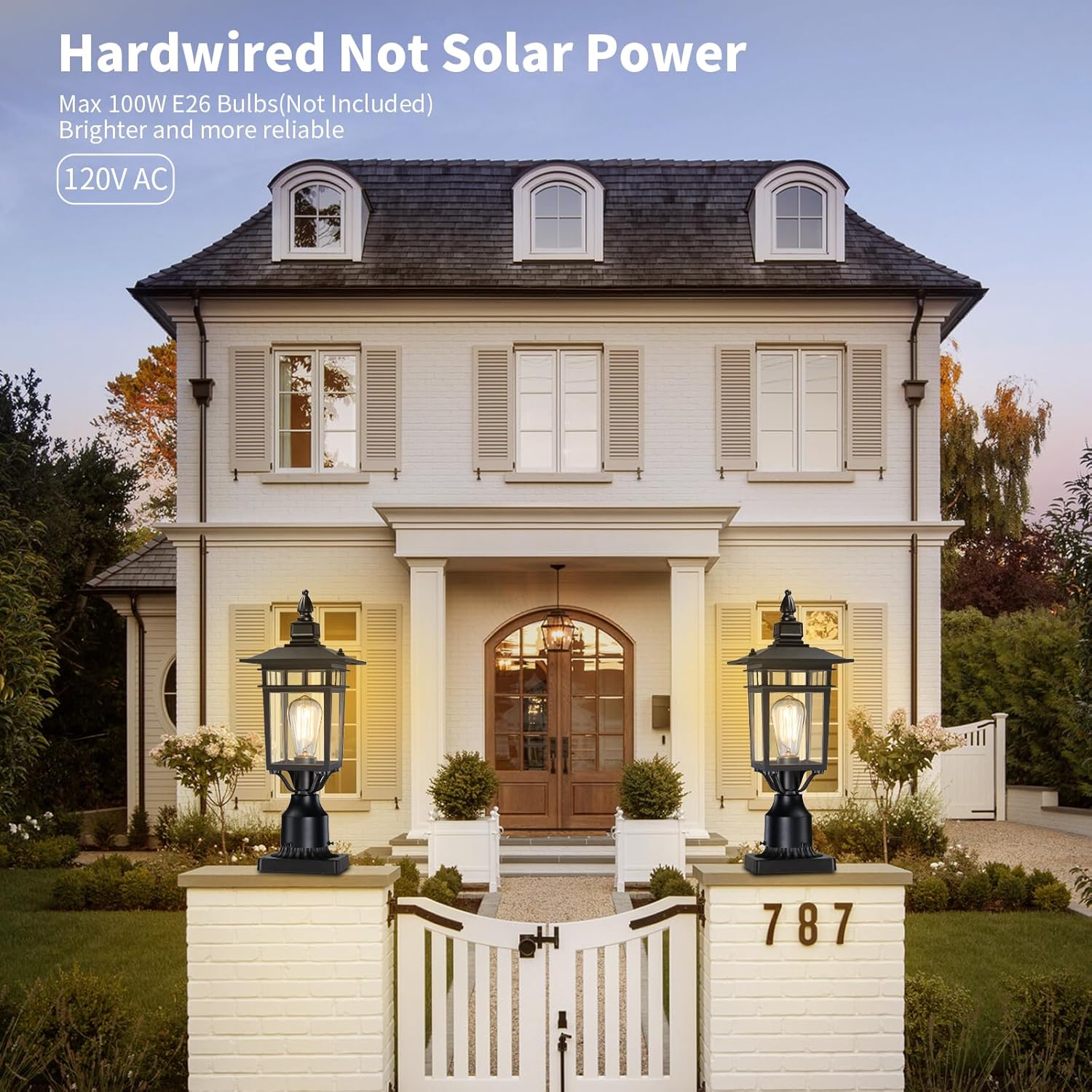 Уличный столбовой светильник 17,6 дюйма, 2 шт., черный водонепроницаемый фонарь-колонна со стеклом для садовой дорожки 2pcs