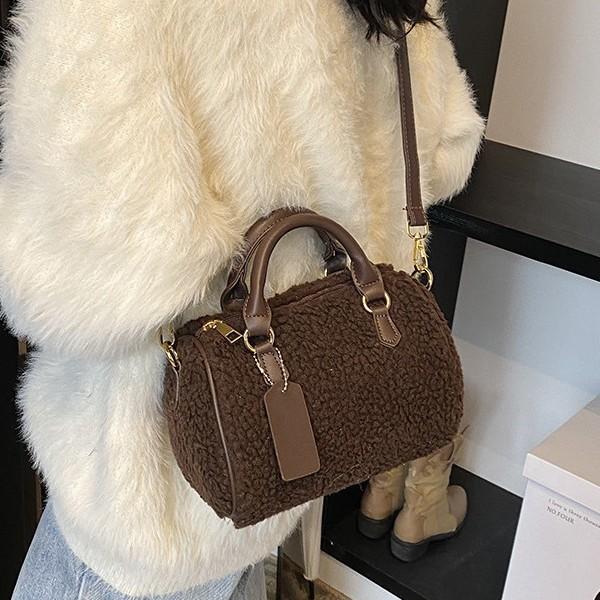 Boston handtas tas dames lamswol pluche schouder crossbody tas casual grote capaciteit kussentas