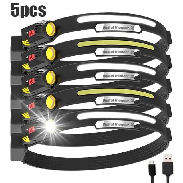 Induction Headlamp COB LED Sensor Head Lamp Built-in Battery Flashlight USB Rechargeable Head Torch 4 Lighting Modes Headlight