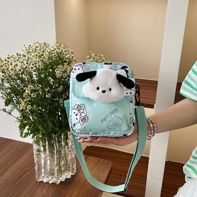 Cinnamoroll Hello Kitty Kuromi Canvas Umhängetasche mit Nähten für den täglichen Gebrauch