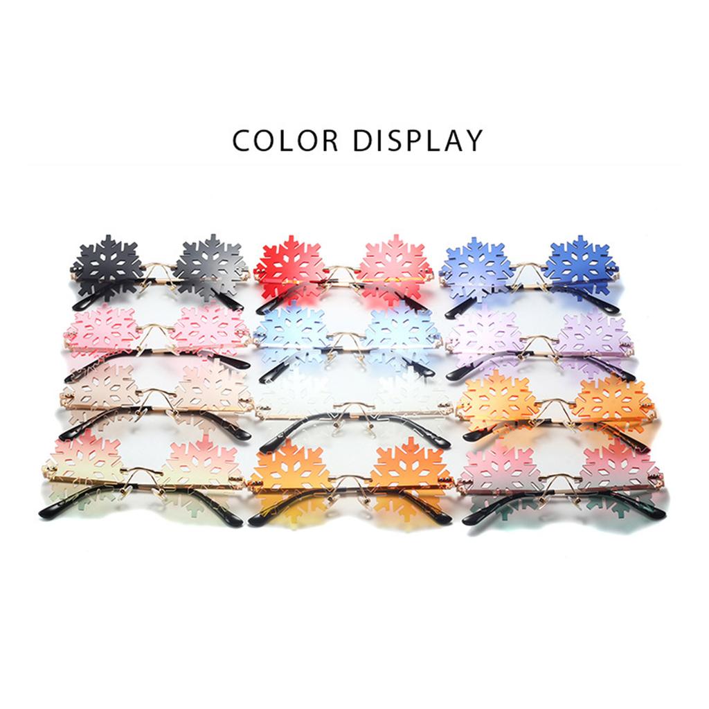 Fashion Colorful Snowflake Rimless Sunglasses for Girls Seaside Party Girls Taking Photo Christmas Camping Decors
