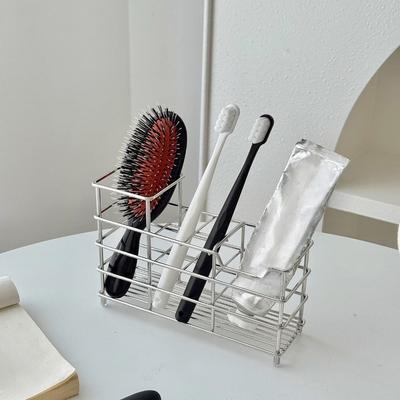 304 Rostfritt Stål 6 Fack Tandborsthållare Lätt Att Rengöra Ventilerad Duschbordsfäste Hängande Utrymmesbesparande