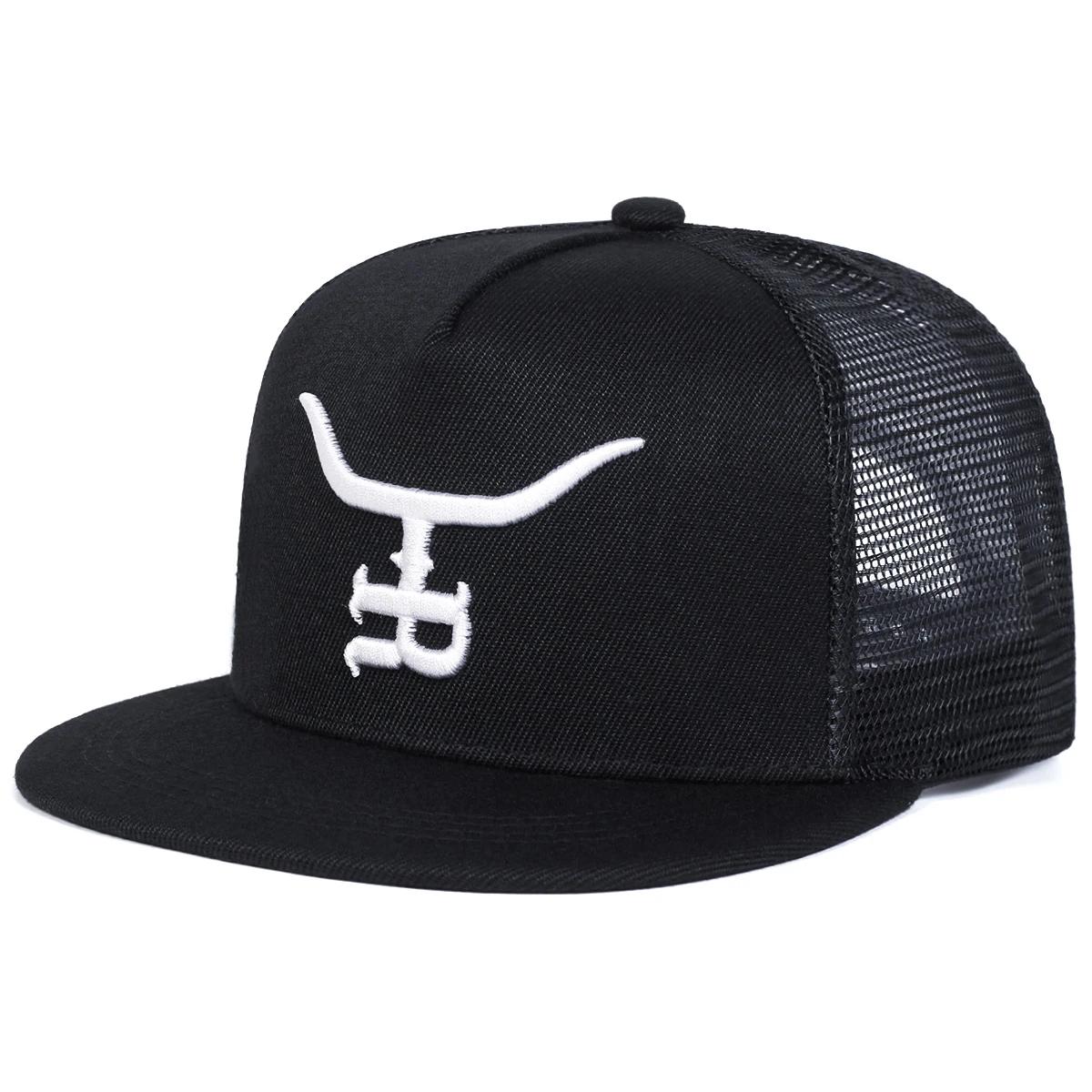 Yiran bag Unisex R Letter Stierenkop Borduurwerk Hip-Hop Net Hoeden Lente Zomer Buiten Verstelbaar Casual Baseballpetten Zonbescherming Hoed Pet
