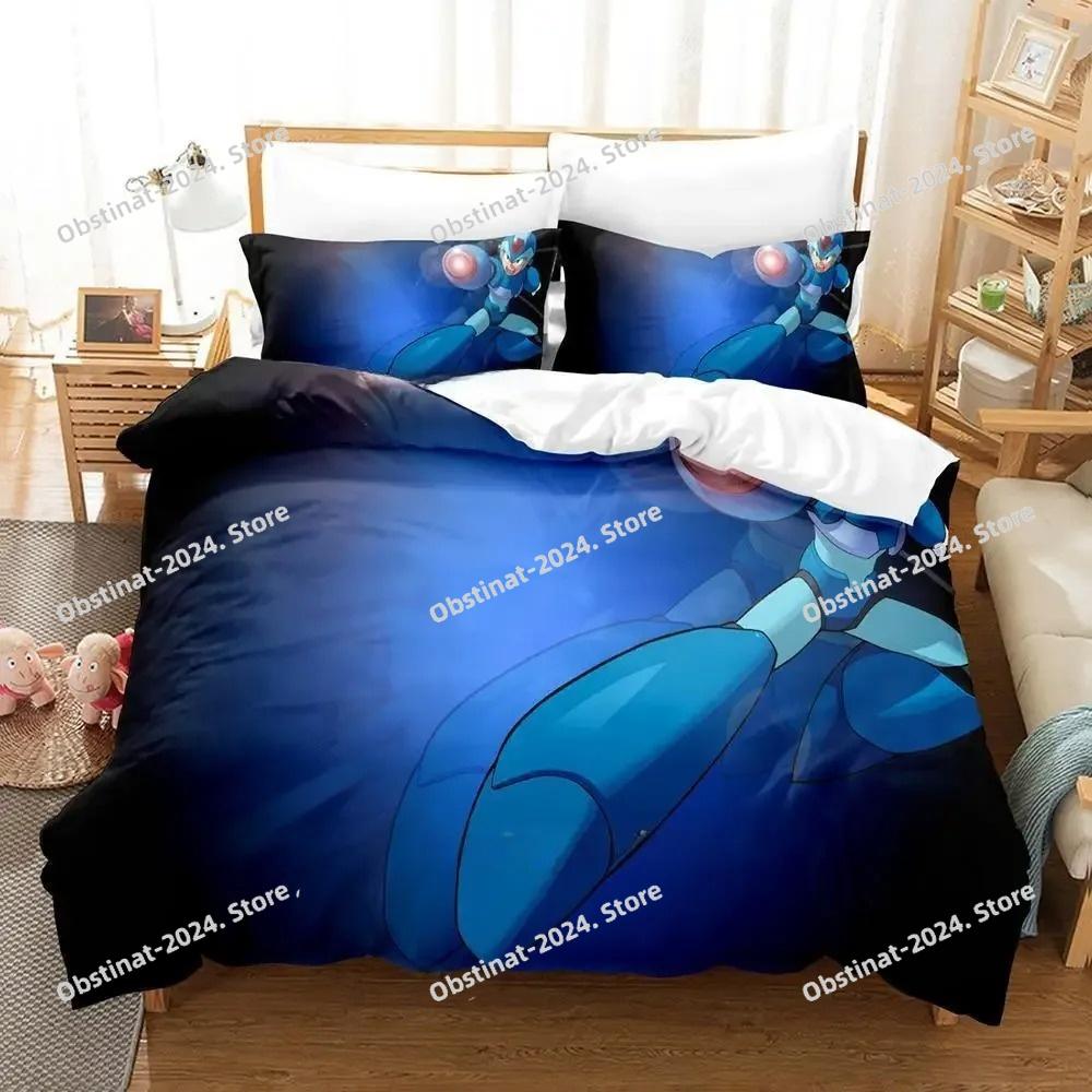 Mega Man X DiVE Bedding Set Printed Duvet Cover Sheet Pillowcase Bed Soft Quilt Cover Full Queen King Size Anime Bed Sheet Set