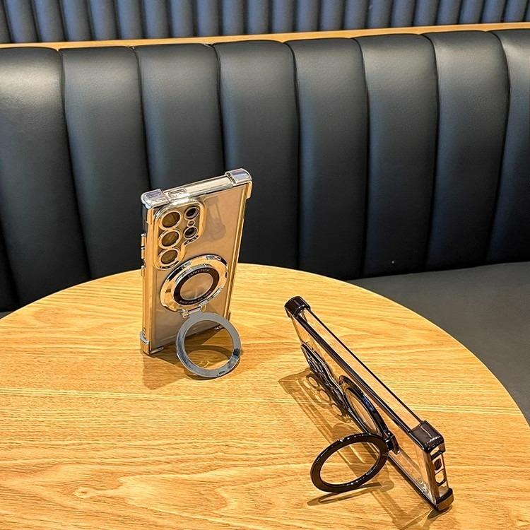 Electroplating Magnetic Stent Is Suitable for Samsung S25 Ultra Mobile Phone Case S23fe Full Inclusive Lens Film Space Case Anti Fall