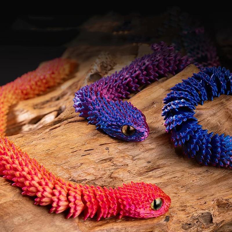 New 60cm 3D Printed Snake Decoration 3D Printed Animals Desk Accessories Room Decor Office Table Funny Snake Year Ornament