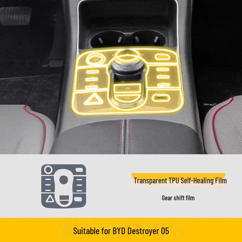 BYD Destroyer 05 Schalthebelkonsolen-Aufkleber (2022–2024) - Transparente TPU-Schutzfolie
