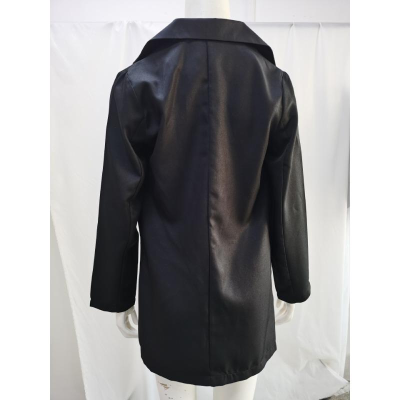 Women S Solid Color Lapel Blazer Coat Straight Fit Short Length Casual Outerwear