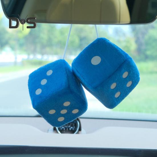 Plush Dice Pendant with Lanyard Vintage Charm Car Hanging Ornament Stress Relief Toy for Car Interior Rearview Mirror Decoration