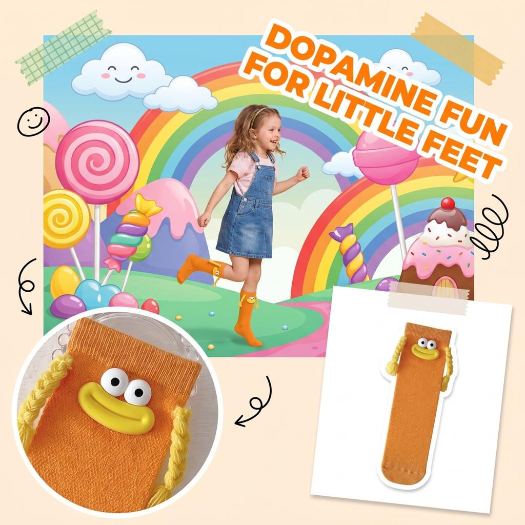Girls' Colorful Long Tube Socks with Fun Design for Daily Wear