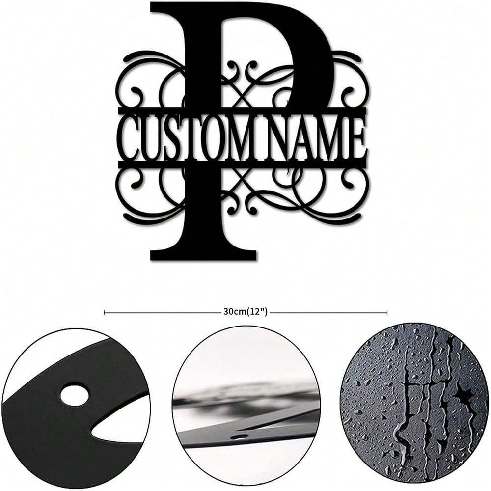 Personalized Metal Wall Art Custom Initials Family Name Light Beam Design Iron Steel Decor Home Porch Garden Gift Birthday